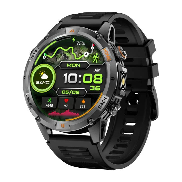 Montre connectée sport YK15 avec écran rond de 1,46 pouce, Bluetooth, appels et GPS.
