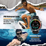 Montre connectée sport YK15 avec écran rond de 1,46 pouce, Bluetooth, appels et GPS.
