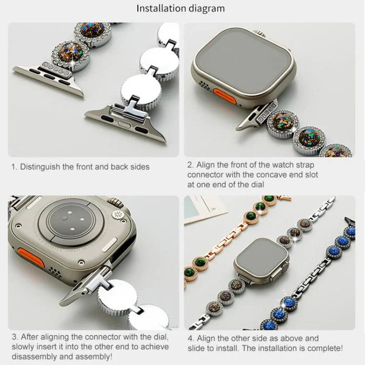 Bracelet de montre en métal orné de diamants étincelants xDfind, compatible avec Apple Watch 42/44/45/46/49 mm et Apple Watch 38/40/41/S11 42 mm.