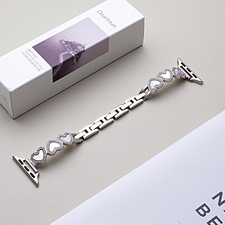 Bracelet de montre xDfind en métal coquillage en forme de cœur, compatible avec Apple Watch 42/44/45/46/49 mm et Apple Watch 38/40/41/S11 42 mm.