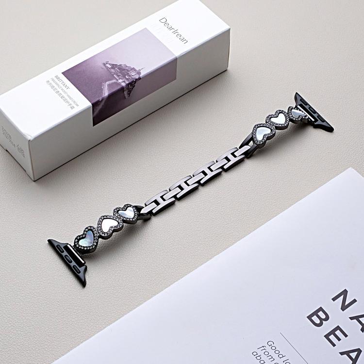 Bracelet de montre xDfind en métal coquillage en forme de cœur, compatible avec Apple Watch 42/44/45/46/49 mm et Apple Watch 38/40/41/S11 42 mm.