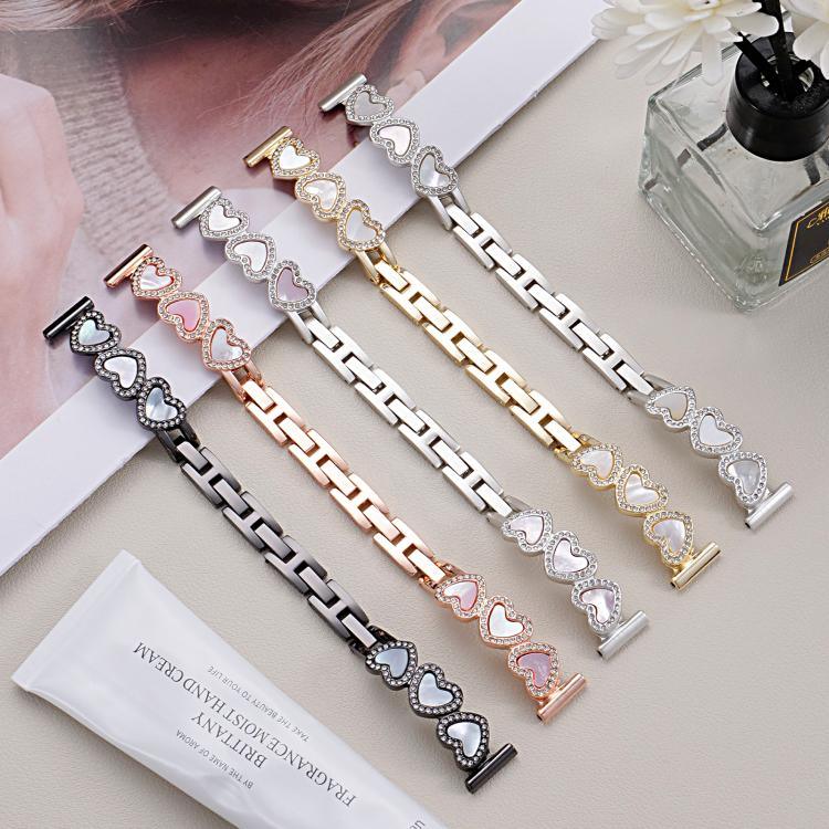 Bracelet de montre xDfind en métal coquillage en forme de cœur, compatible avec Apple Watch 42/44/45/46/49 mm et Apple Watch 38/40/41/S11 42 mm.