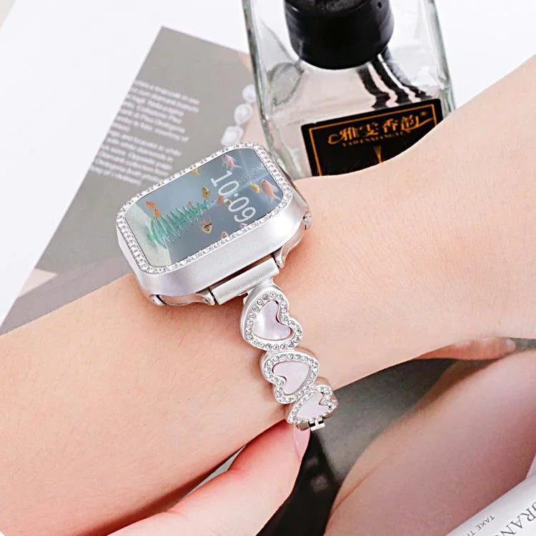 Bracelet de montre xDfind en métal coquillage en forme de cœur, compatible avec Apple Watch 42/44/45/46/49 mm et Apple Watch 38/40/41/S11 42 mm.