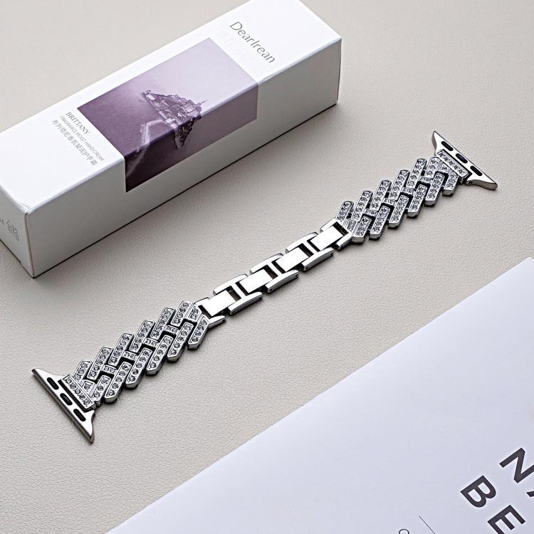 Bracelet de montre xDfind en métal sergé perforé en forme de H, compatible avec Apple Watch 42/44/45/46/49 mm et Apple Watch 38/40/41/S11 42 mm.