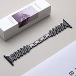 Bracelet de montre xDfind en métal sergé perforé en forme de H, compatible avec Apple Watch 42/44/45/46/49 mm et Apple Watch 38/40/41/S11 42 mm.