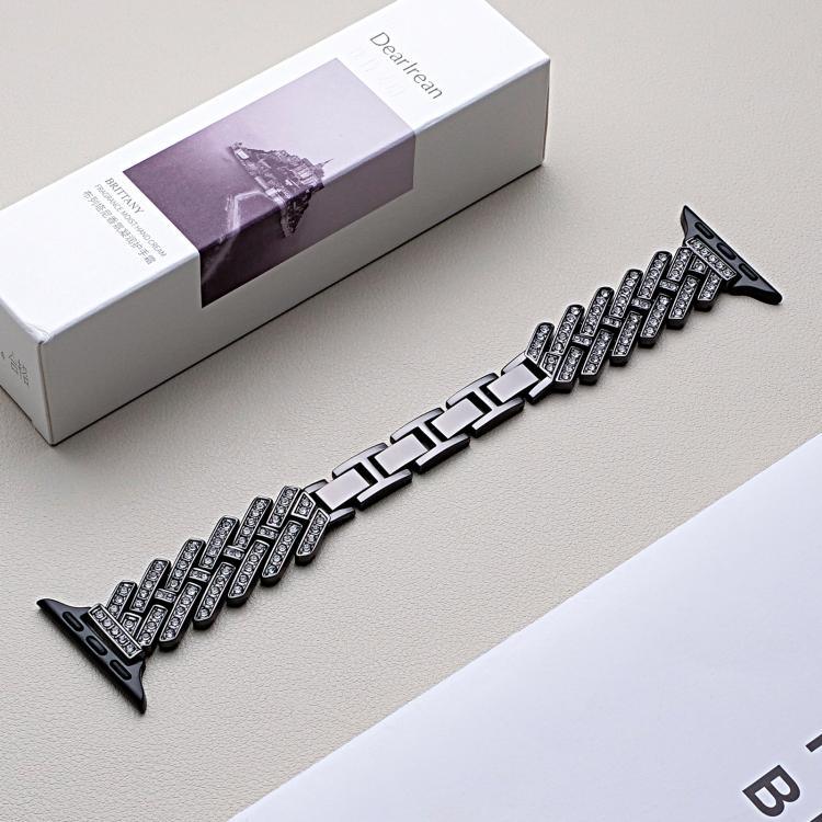 Bracelet de montre xDfind en métal sergé perforé en forme de H, compatible avec Apple Watch 42/44/45/46/49 mm et Apple Watch 38/40/41/S11 42 mm.