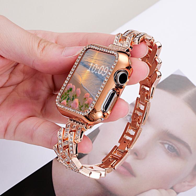 Bracelet de montre xDfind en métal sergé perforé en forme de H, compatible avec Apple Watch 42/44/45/46/49 mm et Apple Watch 38/40/41/S11 42 mm.