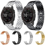 xDfind Fish Scale Texture Metal Watch Band, For Garmin Fenix 8/7X/6X/5X 26mm, For Garmin Fenix 8/7/6/5 22mm, For Garmin Forerunner 235/220/620/630, For Garmin Forerunner 35 / 30 / 35J