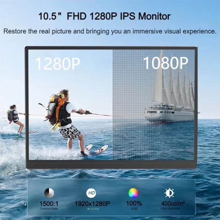 P105A01D Moniteur portable IPS 10,5 pouces avec extension HD / Type-C, prise US, 10,5 pouces