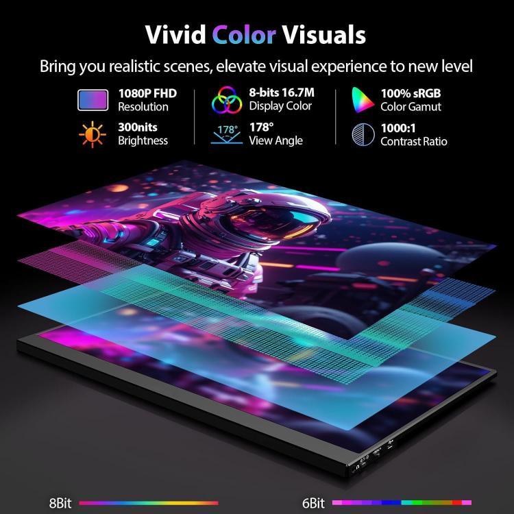 P161Q10G Moniteur portable 16,1 pouces 2,5K 144Hz écran étendu, 16,1 pouces 2,5K 144Hz