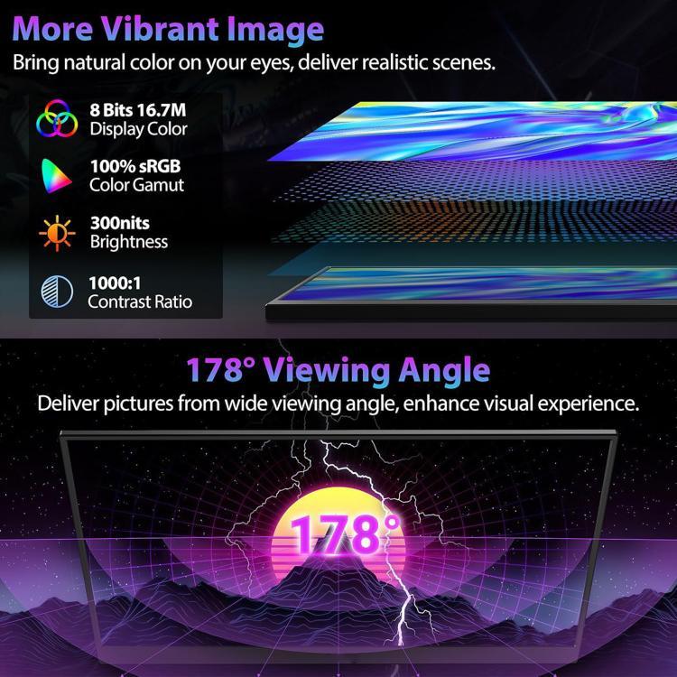 P161Q10G Moniteur portable 16,1 pouces 2,5K 144Hz écran étendu, 16,1 pouces 2,5K 144Hz