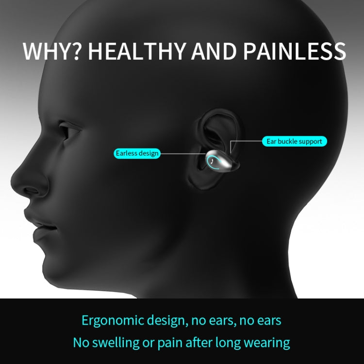 YX08 Écouteurs sans fil ultra-légers à crochet d'oreille V5.0 Bluetooth, Casque Bluetooth stéréo à clip d'oreille avec micro, Simple