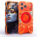 Coque de téléphone MagSafe en métal évidé avec support rotatif et cordon, Pour iPhone 17e / 16e, Pour iPhone 17 Pro Max, Pour iPhone 17 Pro, Pour iPhone 17, Pour iPhone 16 Pro Max, Pour iPhone 16 Pro, Pour iPhone 16 Plus, Pour iPhone 16