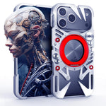 Coque de téléphone MagSafe en métal évidé avec support rotatif et cordon, Pour iPhone 17e / 16e, Pour iPhone 17 Pro Max, Pour iPhone 17 Pro, Pour iPhone 17, Pour iPhone 16 Pro Max, Pour iPhone 16 Pro, Pour iPhone 16 Plus, Pour iPhone 16
