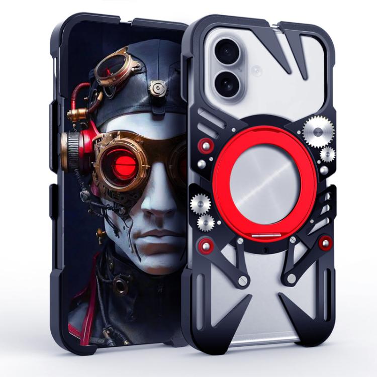 Coque de téléphone MagSafe en métal évidé avec support rotatif et cordon, Pour iPhone 17e / 16e, Pour iPhone 17 Pro Max, Pour iPhone 17 Pro, Pour iPhone 17, Pour iPhone 16 Pro Max, Pour iPhone 16 Pro, Pour iPhone 16 Plus, Pour iPhone 16
