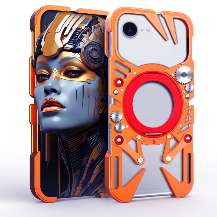 Coque de téléphone MagSafe en métal évidé avec support rotatif et cordon, Pour iPhone 17e / 16e, Pour iPhone 17 Pro Max, Pour iPhone 17 Pro, Pour iPhone 17, Pour iPhone 16 Pro Max, Pour iPhone 16 Pro, Pour iPhone 16 Plus, Pour iPhone 16