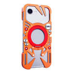 Coque de téléphone MagSafe en métal évidé avec support rotatif et cordon, Pour iPhone 17e / 16e, Pour iPhone 17 Pro Max, Pour iPhone 17 Pro, Pour iPhone 17, Pour iPhone 16 Pro Max, Pour iPhone 16 Pro, Pour iPhone 16 Plus, Pour iPhone 16