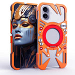 Coque de téléphone MagSafe en métal évidé avec support rotatif et cordon, Pour iPhone 17e / 16e, Pour iPhone 17 Pro Max, Pour iPhone 17 Pro, Pour iPhone 17, Pour iPhone 16 Pro Max, Pour iPhone 16 Pro, Pour iPhone 16 Plus, Pour iPhone 16