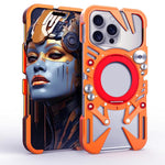 Coque de téléphone MagSafe en métal évidé avec support rotatif et cordon, Pour iPhone 17e / 16e, Pour iPhone 17 Pro Max, Pour iPhone 17 Pro, Pour iPhone 17, Pour iPhone 16 Pro Max, Pour iPhone 16 Pro, Pour iPhone 16 Plus, Pour iPhone 16
