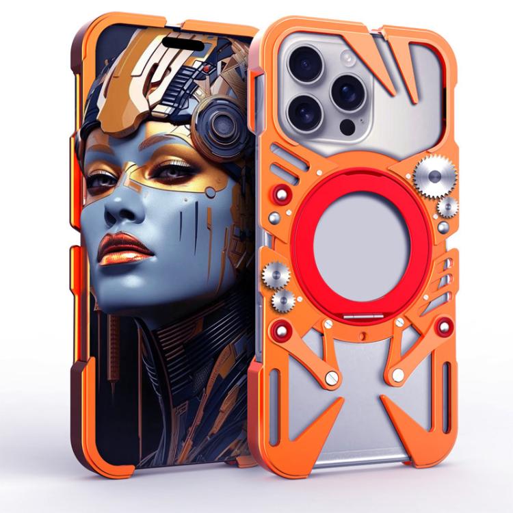 Coque de téléphone MagSafe en métal évidé avec support rotatif et cordon, Pour iPhone 17e / 16e, Pour iPhone 17 Pro Max, Pour iPhone 17 Pro, Pour iPhone 17, Pour iPhone 16 Pro Max, Pour iPhone 16 Pro, Pour iPhone 16 Plus, Pour iPhone 16