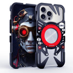 Coque de téléphone MagSafe en métal évidé avec support rotatif et cordon, Pour iPhone 17e / 16e, Pour iPhone 17 Pro Max, Pour iPhone 17 Pro, Pour iPhone 17, Pour iPhone 16 Pro Max, Pour iPhone 16 Pro, Pour iPhone 16 Plus, Pour iPhone 16