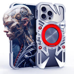 Coque de téléphone MagSafe en métal évidé avec support rotatif et cordon, Pour iPhone 17e / 16e, Pour iPhone 17 Pro Max, Pour iPhone 17 Pro, Pour iPhone 17, Pour iPhone 16 Pro Max, Pour iPhone 16 Pro, Pour iPhone 16 Plus, Pour iPhone 16