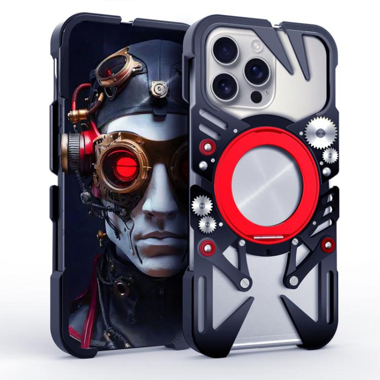 Coque de téléphone MagSafe en métal évidé avec support rotatif et cordon, Pour iPhone 17e / 16e, Pour iPhone 17 Pro Max, Pour iPhone 17 Pro, Pour iPhone 17, Pour iPhone 16 Pro Max, Pour iPhone 16 Pro, Pour iPhone 16 Plus, Pour iPhone 16