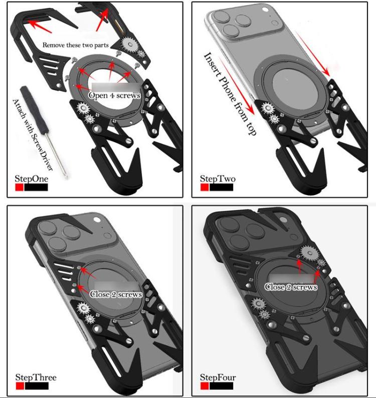 Coque de téléphone MagSafe en métal évidé avec support rotatif et cordon, Pour iPhone 17e / 16e, Pour iPhone 17 Pro Max, Pour iPhone 17 Pro, Pour iPhone 17, Pour iPhone 16 Pro Max, Pour iPhone 16 Pro, Pour iPhone 16 Plus, Pour iPhone 16