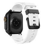 Bracelet de montre en silicone noir avec boucle ardillon, compatible avec les Apple Watch 46 mm / 49 mm / 45 mm / 44 mm et 42 mm / 41 mm / 40 mm / 38 mm.