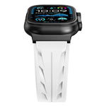 Bracelet de montre en silicone noir avec boucle ardillon, compatible avec les Apple Watch 46 mm / 49 mm / 45 mm / 44 mm et 42 mm / 41 mm / 40 mm / 38 mm.