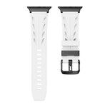 Bracelet de montre en silicone noir avec boucle ardillon, compatible avec les Apple Watch 46 mm / 49 mm / 45 mm / 44 mm et 42 mm / 41 mm / 40 mm / 38 mm.