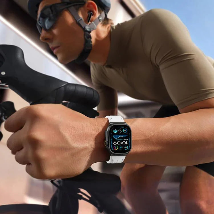 Bracelet de montre en silicone noir avec boucle ardillon, compatible avec les Apple Watch 46 mm / 49 mm / 45 mm / 44 mm et 42 mm / 41 mm / 40 mm / 38 mm.