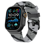 Bracelet de montre en silicone noir avec boucle ardillon, compatible avec les Apple Watch 46 mm / 49 mm / 45 mm / 44 mm et 42 mm / 41 mm / 40 mm / 38 mm.