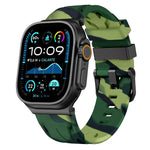 Bracelet de montre en silicone noir avec boucle ardillon, compatible avec les Apple Watch 46 mm / 49 mm / 45 mm / 44 mm et 42 mm / 41 mm / 40 mm / 38 mm.
