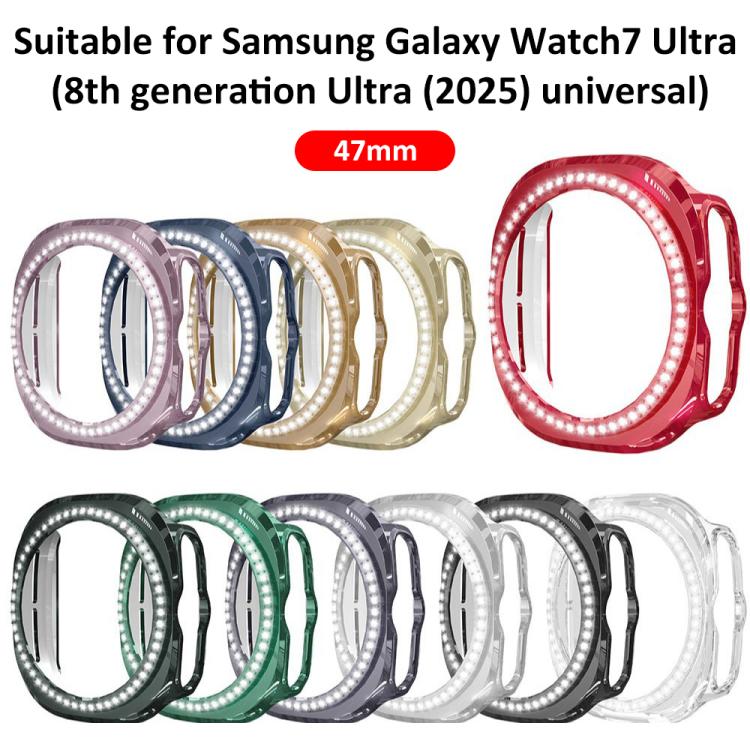 xDfind Coque de montre PC creuse en diamant à une rangée, pour Samsung Galaxy Watch Ultra 47mm / Ultra 2025
