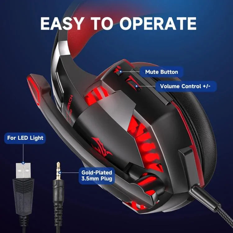 Casque de jeu filaire KOTION EACH G2000 avec lumière LED