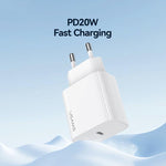 USAMS CC226 T65 PD20W USB-C / Type-C Single Port Fast Charger, EU Plug, CC226