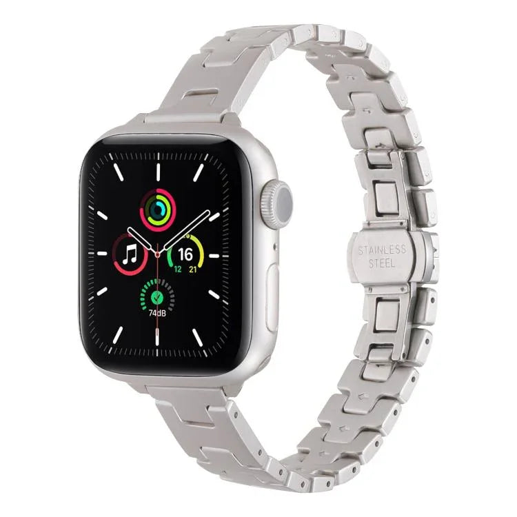 Bracelet de montre en acier inoxydable de style H, largeur 14 mm, compatible avec les Apple Watch 46 mm / 49 mm / 45 mm / 44 mm et 42 mm / 41 mm / 40 mm / 38 mm.
