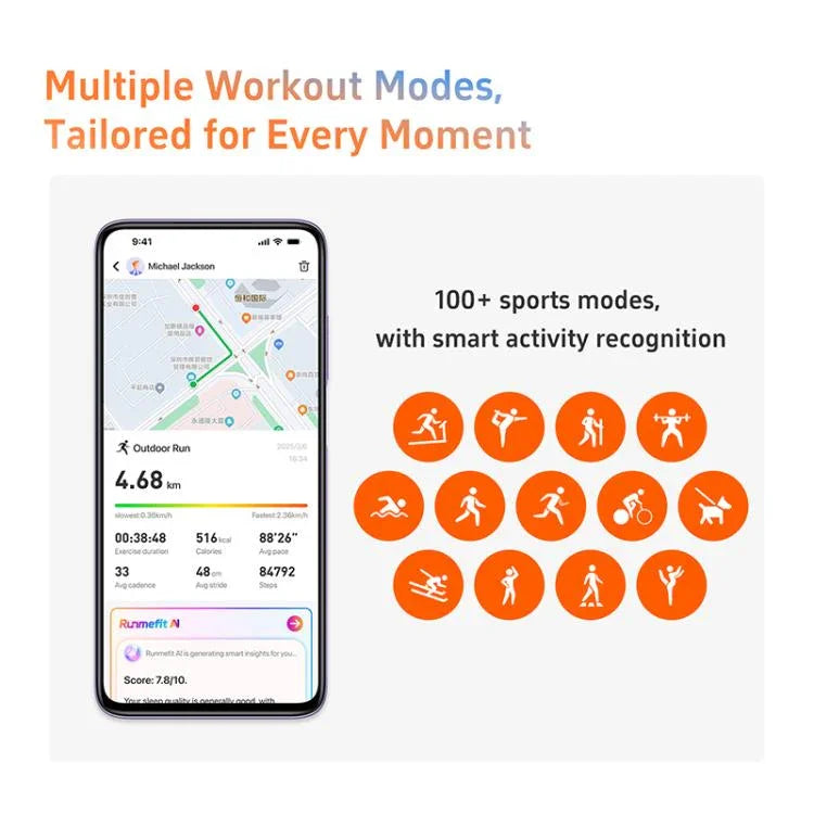 Montre connectée GTR6 pour coureur urbain, écran AMOLED de 1,43 pouce, étanchéité IP68, compatible avec le suivi de la fréquence cardiaque