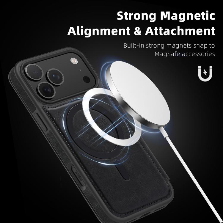 Coque de téléphone en cuir Linton MagSafe, Pour iPhone 17 Pro Max, Pour iPhone 17 Pro, Pour iPhone 17, Pour iPhone Air