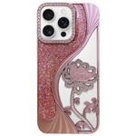Coque de téléphone en TPU plaqué, motif lotus ajouré, avec strass et paillettes, Pour iPhone 17 Pro Max, Pour iPhone 17 Pro, Pour iPhone 17, Pour iPhone 16 Pro Max, Pour iPhone 16 Pro, Pour iPhone 16, Pour iPhone 15 Pro Max, Pour iPhone 15 Pro