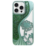 Coque de téléphone en TPU plaqué, motif lotus ajouré, avec strass et paillettes, Pour iPhone 17 Pro Max, Pour iPhone 17 Pro, Pour iPhone 17, Pour iPhone 16 Pro Max, Pour iPhone 16 Pro, Pour iPhone 16, Pour iPhone 15 Pro Max, Pour iPhone 15 Pro