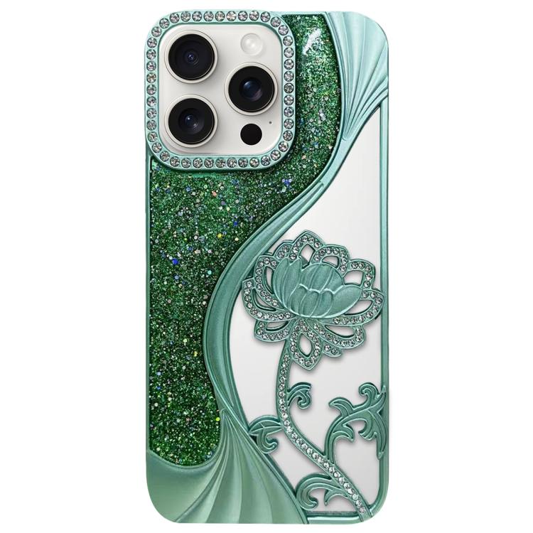 Coque de téléphone en TPU électrolytique motif lotus creux avec strass scintillants, pour iPhone 15, pour iPhone 14, pour iPhone 14 Pro, pour iPhone 14 Pro Max, pour iPhone 13 Pro Max, pour iPhone 13 Pro, pour iPhone 13, pour iPhone 12