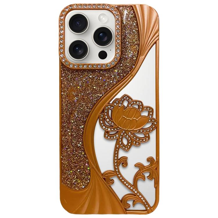 Coque de téléphone en TPU électrolytique motif lotus creux avec strass scintillants, pour iPhone 15, pour iPhone 14, pour iPhone 14 Pro, pour iPhone 14 Pro Max, pour iPhone 13 Pro Max, pour iPhone 13 Pro, pour iPhone 13, pour iPhone 12
