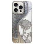 Coque de téléphone en TPU électrolytique motif lotus creux avec strass scintillants, pour iPhone 15, pour iPhone 14, pour iPhone 14 Pro, pour iPhone 14 Pro Max, pour iPhone 13 Pro Max, pour iPhone 13 Pro, pour iPhone 13, pour iPhone 12