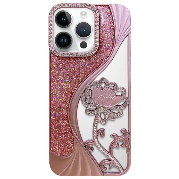 Coque de téléphone en TPU électrolytique motif lotus creux, avec strass et paillettes, pour iPhone 12 Pro Max, pour iPhone 12 Pro, pour iPhone 11 Pro Max, pour iPhone 11