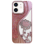 Coque de téléphone en TPU électrolytique motif lotus creux, avec strass et paillettes, pour iPhone 12 Pro Max, pour iPhone 12 Pro, pour iPhone 11 Pro Max, pour iPhone 11