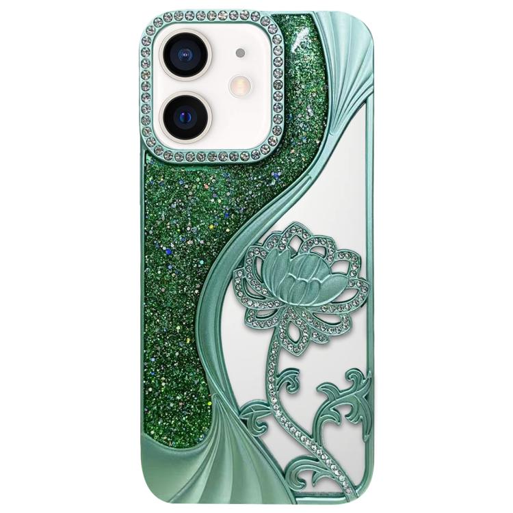 Coque de téléphone en TPU électrolytique motif lotus creux, avec strass et paillettes, pour iPhone 12 Pro Max, pour iPhone 12 Pro, pour iPhone 11 Pro Max, pour iPhone 11