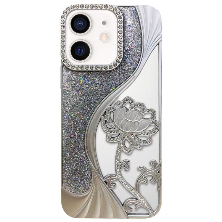 Coque de téléphone en TPU électrolytique motif lotus creux, avec strass et paillettes, pour iPhone 12 Pro Max, pour iPhone 12 Pro, pour iPhone 11 Pro Max, pour iPhone 11