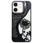 Coque de téléphone en TPU électrolytique motif lotus creux, avec strass et paillettes, pour iPhone 12 Pro Max, pour iPhone 12 Pro, pour iPhone 11 Pro Max, pour iPhone 11